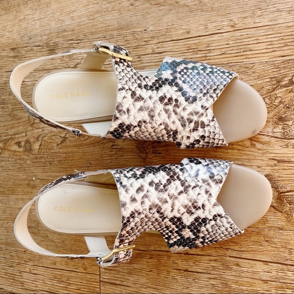 Cole Hann Philomina Python Snake Print Wedges 8.5 - Picture 2 of 7